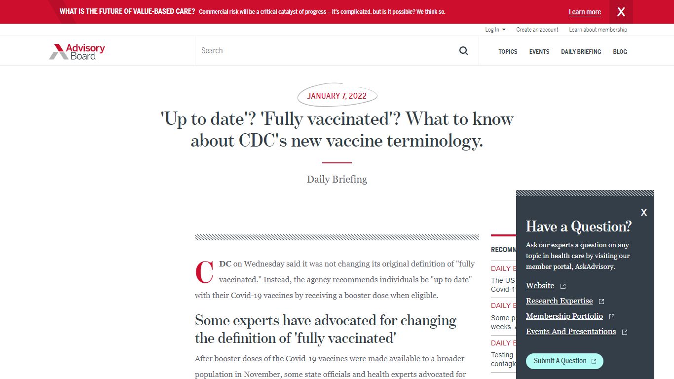 'Up to date'? 'Fully vaccinated'? What to know about CDC's ... - Advisory