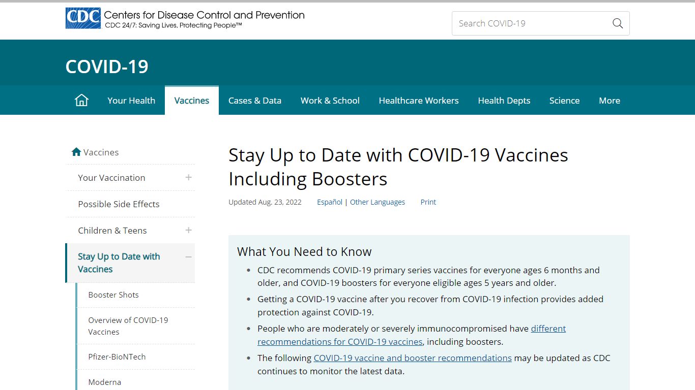 Stay Up to Date with Your COVID-19 Vaccines | CDC